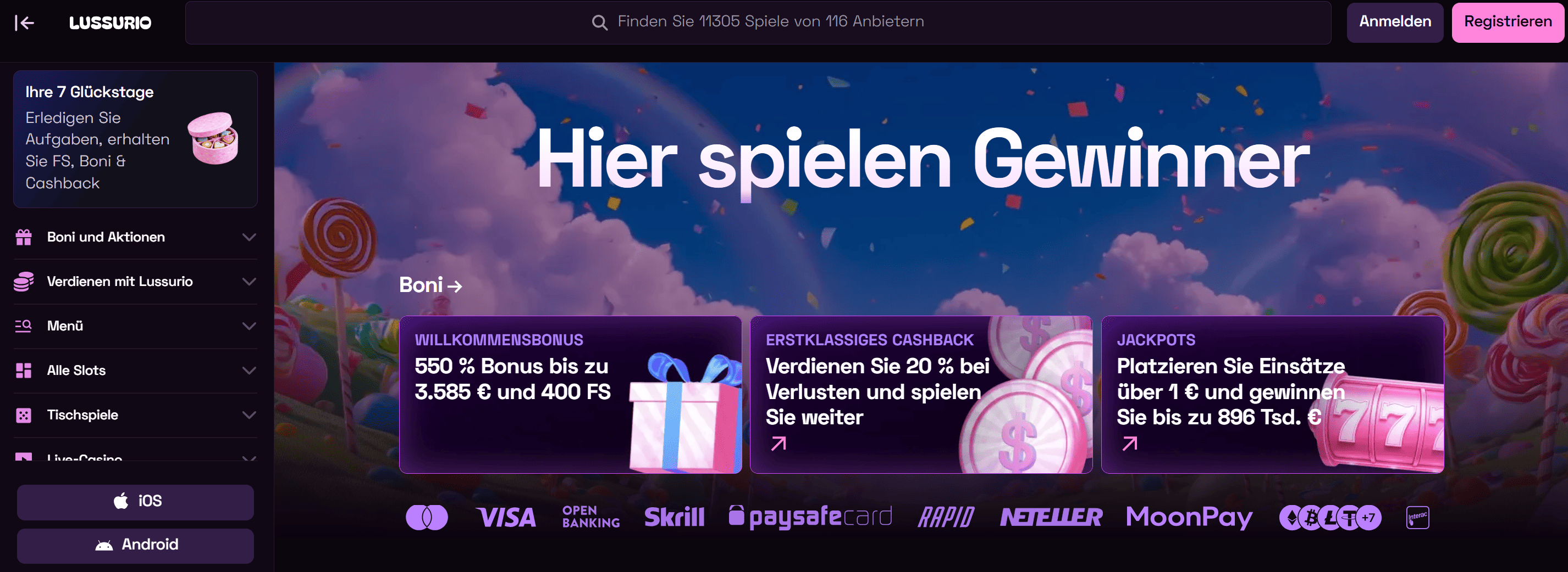 Lussurio Casino – Paysafecard-Einzahlung in der Kasse